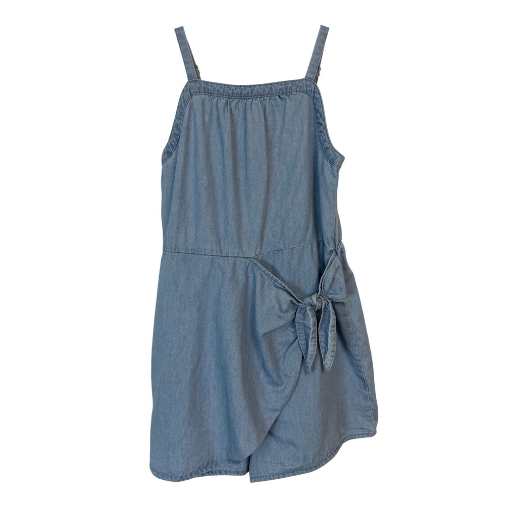 Wonder Nation Chambray Romper Kids S (6-6X) Blue Wrap Skirt Overlay Tie Detail